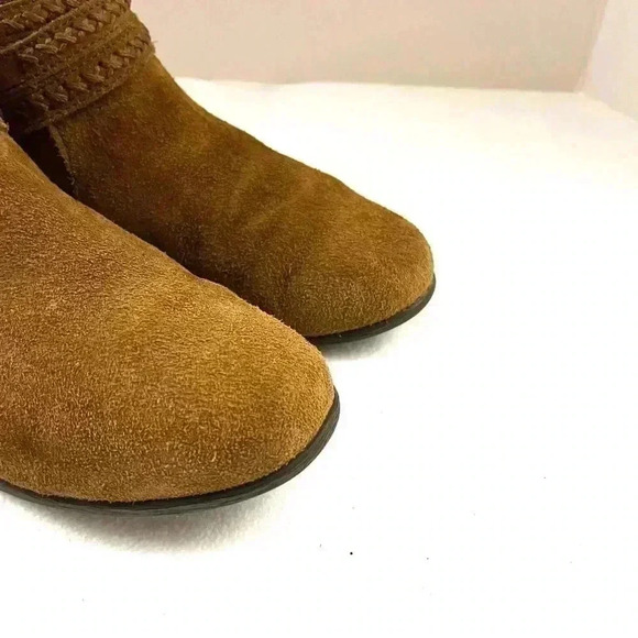 Minnetonka Women's Dixon Brown Suede Braided Buckle Moccasin Zip Booties Size 8 - Picture 4 of 10